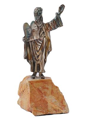 925 SILVER SCULPTURE OF MOSES AFTER ISAAC JEHESKEL. A vintage 925 sterling silver sculpture of 
