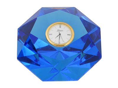 VINTAGE MOSER BOHEMIAN CRYSTAL TABLE CLOCK. A crystal table clock by Moser, a Czech luxury 