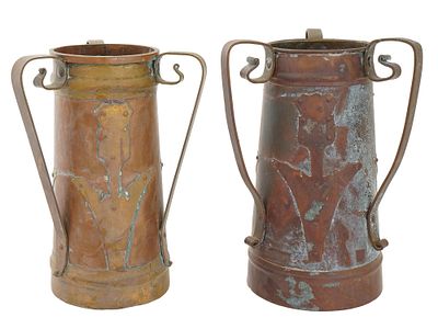 IMPERIAL RUSSIAN ARTS AND CRAFTS COPPER BRASS VASES. A lot of two Imperial Russian Arts and 
