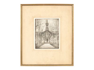 ANTIQUE AMERICAN ETCHING BY GEORGE A BRADSHAW. An antique early 20th century etching by George 