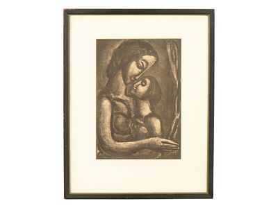 GEORGES ROUAULT FRENCH MISERERE AQUATINT ETCHING. A vintage French aquatint etching by Georges 