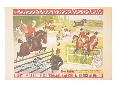 BARNUM AND BAILEY GREATEST SHOW CIRCUS PRINT. An American print for Barnum and Baileys Greatest 