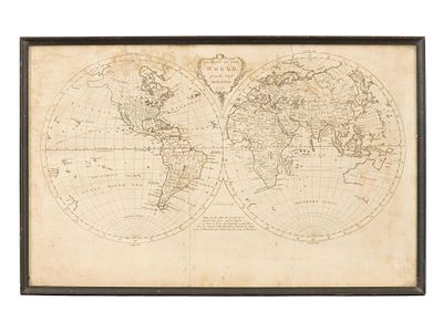 1771 ENGLISH WORLD MAP ENGRAVING BY THOMAS KITCHIN. An English Thomas Kitchin 1771 World Map 