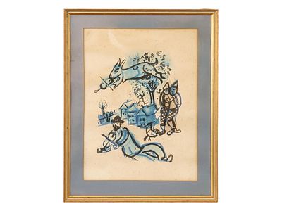 RUSSIAN FRENCH STENCIL PRINT BY MARC CHAGALL COULEUR AMOUR. A stencil print titled Couleur Amour 