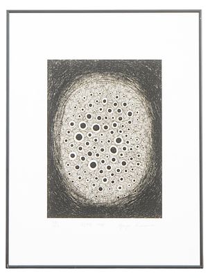 YAYOI KUSAMA JAPANESE ABSTRACT SILKSCREEN WITH COA. Yayoi Kusama, Japanese, born 1929 
