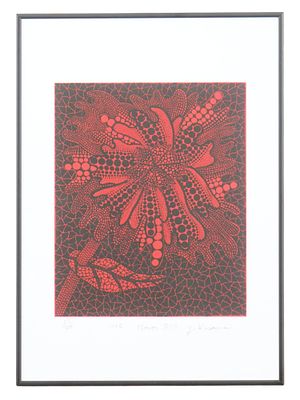 YAYOI KUSAMA JAPANESE ABSTRACT SILKSCREEN WITH COA. Yayoi Kusama, Japanese, born 1929 