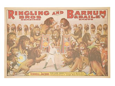 BARNUM AND BAILEY SHOW AMERICAN CIRCUS POSTER. A color lithographic poster on paper, Ringling 