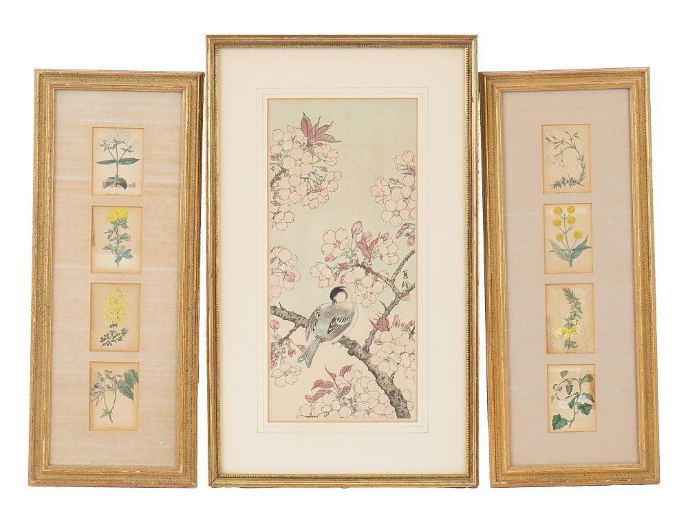 LOT OF BOTANICAL JAPANESE PRINTS BY HASHIMOTO YUZURU. A collection of three colorful prints. The 