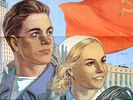 1950 RUSSIAN SOVIET PROPAGANDA POSTER KOKOREKIN. A mid century Russian Soviet propaganda color Изображение - 6