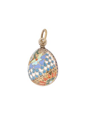 RUSSIAN SILVER CLOISONNE ENAMEL EASTER EGG PENDANT. A Russian gilt silver and enamel Easter egg 