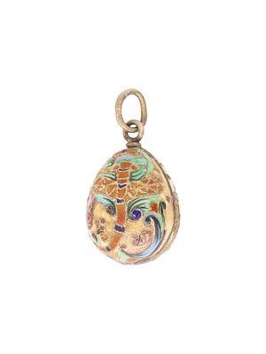 RUSSIAN SILVER CLOISONNE ENAMEL EASTER EGG PENDANT. A Russian gilt silver Easter egg pendant 
