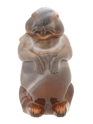 1960S CARAMEL IMPERIAL GLASS WOODCHUCK FIGURINE. A vintage Imperial Glass caramel slag glass 