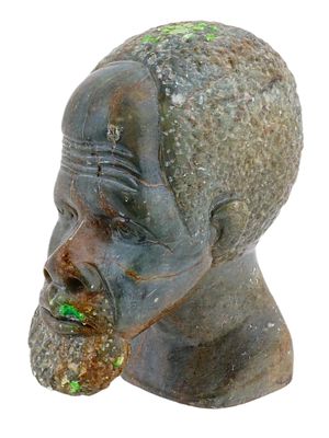 AFRICAN SHONA STONE MALE HEAD BUST BY PETER MANDALA. An African Shona School hand carved stone 