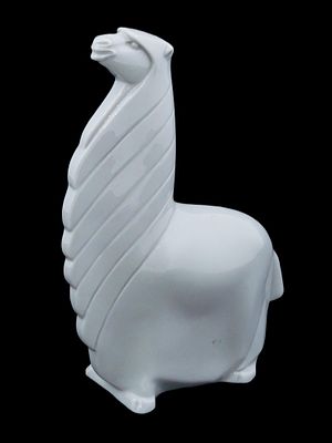 ART DECO MANNER LENOX GRAY LAMA PORCELAIN FIGURINE. An American Art Deco manner porcelain 