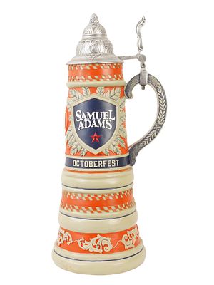 LARGE SAMUEL ADAMS OCTOBERFEST CERAMIC BEER STEIN. A large vintage ceramic beer stein or tankard 