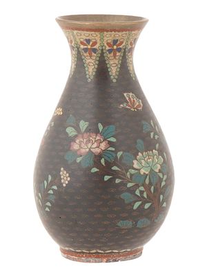 ANTIQUE JAPANESE MEIJI ERA CLOISONNE ENAMEL VASE. An antique Japanese Meiji era baluster shaped 