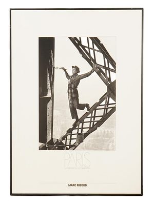 MARC RIBOUD PAINTER ON THE EIFFEL TOWER PARIS POSTER. A vintage poster, Marc Riboud Painter on 