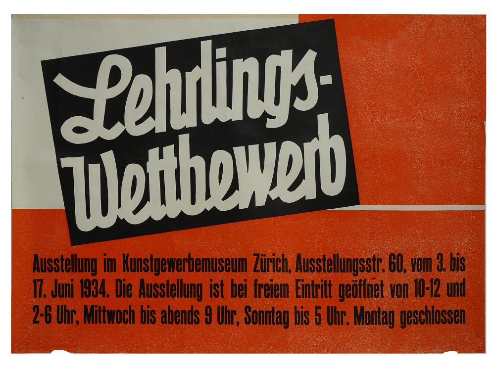 VINTAGE SWISS MUSEUM POSTER FOR APPRENTICE COMPETITION. A vintage German-language poster 