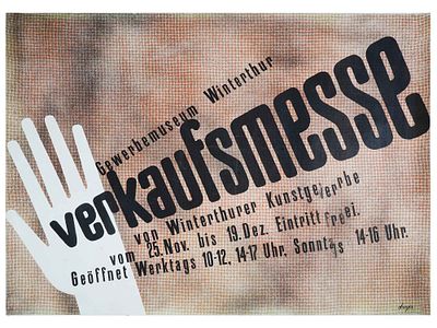 VINTAGE SWISS POSTER FOR SALES FAIR GEWERBEMUSEUM. A vintage German-language advertising poster 