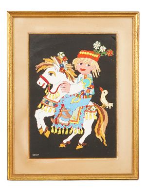 YUGOSLAVIAN ARTWORK SIGNED OVAN OBICAN THE BRIDE. A mixed-media work by Jovan Obican, French 