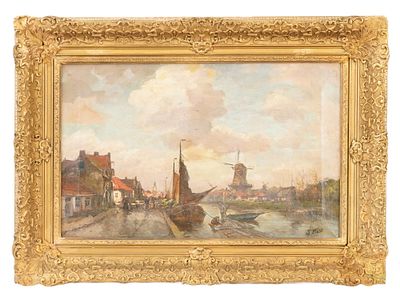 JACOB HENDRICUS MARIS DUTCH LANDSCAPE OIL PAINTING. Jacob Hendricus Maris, Dutch, 1837 to 1899 