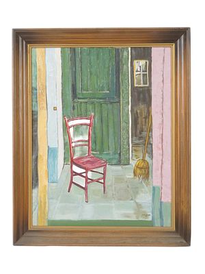 AMERICAN OIL PAINTING INTERIOR BY JACK TYLER 1967. An American oil painting on canvas, signed 