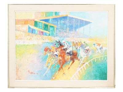 IMPRESSIONIST OIL PAINTING SIGNED JOHN ADAMOS MANOL. An oil on canvas painting signed John 