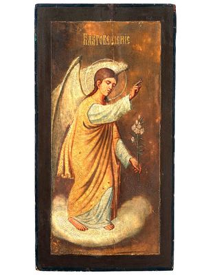 ANTIQUE RUSSIAN ORTHODOX ICON OF ARCHANGEL GABRIEL. An antique 19th century Russian Orthodox 