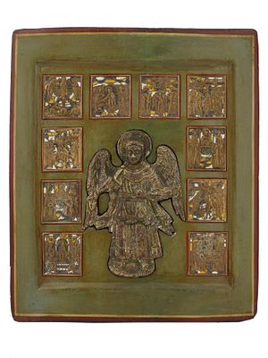 RARE ANTIQUE RUSSIAN CHRIST SAVED GOOD SILENCE ICON. A rare antique Russian Orthodox icon of 