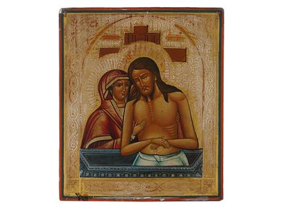 ANTIQUE RUSSIAN DONT WEEP FOR ME MOTHER JESUS ICON. An antique Russian Orthodox icon, Dont Weep 