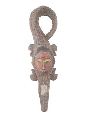 WEST AFRICA IVORY COAST GURO CARVED WOOD WARRIOR MASK. A West African Guro people hand carved 