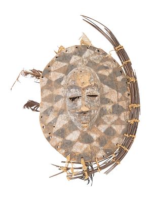 CENTRAL AFRICAN LELE CARVED WOODEN MASK FROM CONGO. A Central African Lele people hand carved 