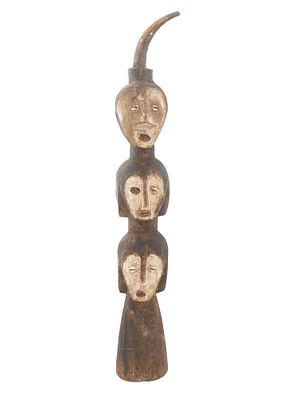 LARGE AFRICAN CONGO LEGA SAKIMATWEMATWE WOOD FIGURE. A large Central African Congo Lega 