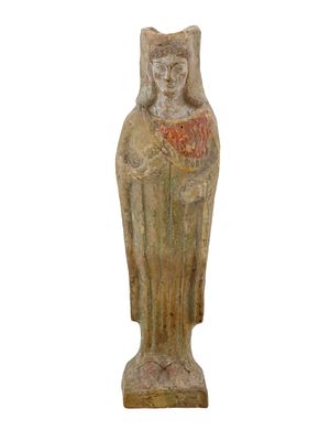 ANCIENT HELLENIC GREEK TERRACOTTA FIGURINE OF ARTEMIS. An ancient Hellenic Greek terracotta 