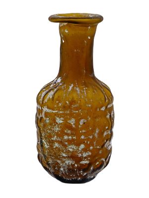 ANCIENT ROMAN SIDONIAN GLASS PERFUME BOTTLE. An ancient Roman Sidonian brown glass perfume 