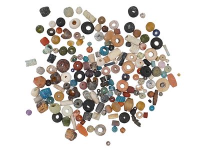 LARGE LOT OF ANCIENT EGYPTIAN MIXED BEADS. A large collection of Ancient Egyptian beads made of 