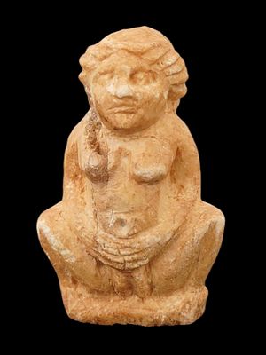 ANCIENT EGYPTIAN EROTIC FERTILITY GODDESS PENDANT. An ancient Egyptian pottery sculptural 