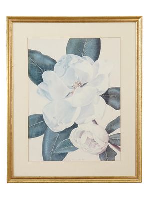 MORNING MAGNOLIA COLOR PRINT SIGNED W FUCHS SCHWARZBEK. A vintage color print titled Morning 