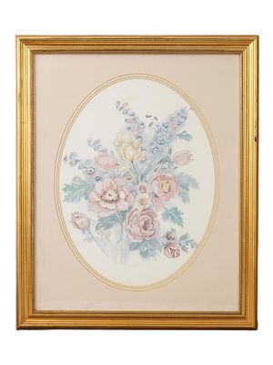 AMERICAN FLORAL PRINT BY MARY VINCENT BERTRAND. A vintage floral print by Mary Vincent Bertrand 