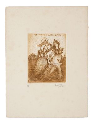 AFTER BOTTICELLI LIMITED EDITION ETCHING SIGNED. Dry point etching on paper. After the 1470 