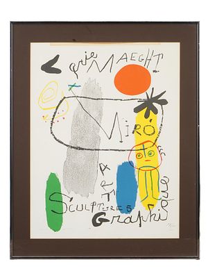 JOAN MIRO GALERIE MAEGHT COLOR LITHOGRAPH POSTER. Joan Miro, Catalan, 1893 to 1983, color 