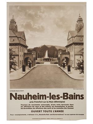 VINTAGE GERMAN TRAVEL POSTER SPA IN NAUHEIM IN FRENCH. A vintage French-language German travel 