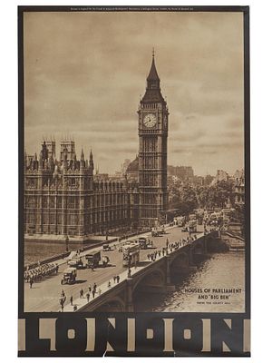 VTG ENGLISH ADVERTISING POSTER HOUSE PARLIAMENT BIG BEN. A vintage English advertising poster 