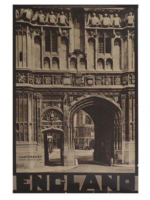 VTG ENGLISH ADVERTISING POSTER CANTERBURY CHURCH GATE. A vintage English advertising poster 