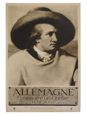 VINTAGE GERMAN TRAVEL POSTER GOETHE TISCHBEIN PORTRAIT. A vintage German travel poster published 