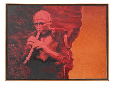 EUGENE ZENIN RUSSIAN DANISH OIL PAINTING JOCKER 1990. Eugene Zenin, Russian-Danish, born 1946 