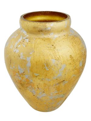 ANTIQUE GOLD LEAF AND SILVER LEAF OVER GLASS VASE. An antique gold leaf and silver leaf over 