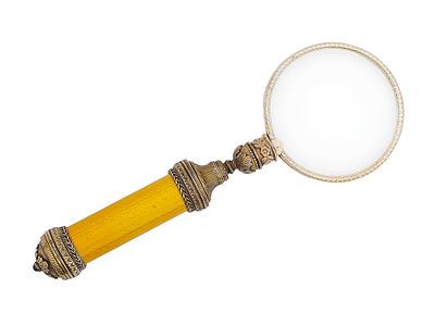 RUSSIAN SILVER GUILLOCHE ENAMEL MAGNIFYING GLASS. The handle of the item is made of silver with 