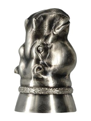 RUSSIAN 84 SILVER HIPPO STIRRUP CUP GILT INTERIOR. A Russian cast silver Stirrup Cup 