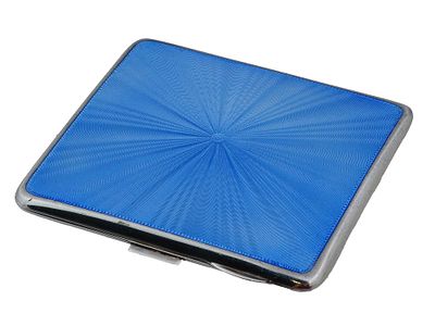 VINTAGE ENGLISH GEORGE VI SILVER ENAMEL CIGARETTE CASE. A vintage English George VI silver and 